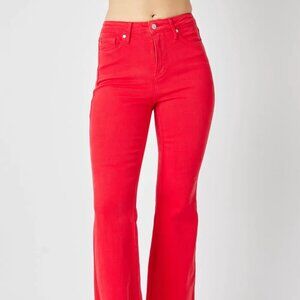 Judy Blue Full Size Hw Tummy Control Garment Dyed Flare Jeans Plus Size